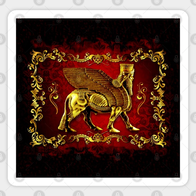 Assyrian LAMASSU ( WInged Bull) Sticker by doniainart